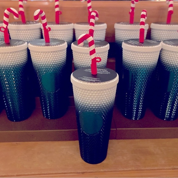 Starbucks Disney Cup Tumbler From Disneyland With Candy Cane Straw Cover 2023 - Picture 2 of 10